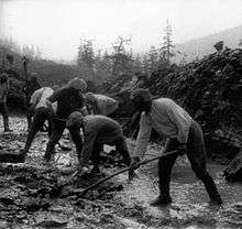 Travail forcé sur une route de la Kolyma