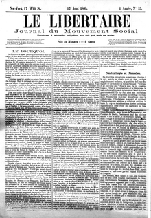 Le Libertaire, Journal du mouvement social, New-York, no 25, 17 août 1860.