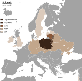 Usage du polonais en Europe.