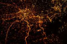 Liège de nuit, vue satellitaire de la Nasa, 2012