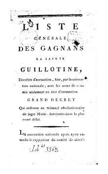 Une liste des gagnants « sainte Guillotine »