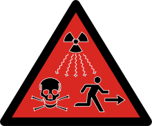 Nouveau pictogramme lancé par l'AIEA, représentant un risque de danger de mort ou de dommages sérieux.