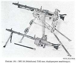 La MG-34 sur bipied et trépied pour le tir en position.