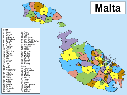 Ancienne division administrative en kunsilli lokali (conseils locaux ou localités)