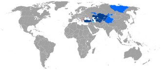 Pays et régions dans lesquels une langue turque est officielle