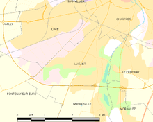 Carte de Luisant et des communes limitrophes.