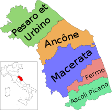 Les cinq provinces des Marches.