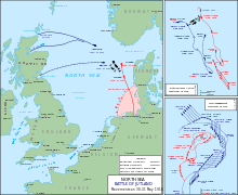 Carte de la bataille du Jutland, le 31 mai 1916