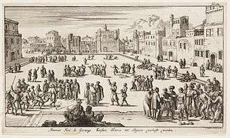 Manière dont les prisonniers chrétiens sont vendus comme esclaves au marché d'Alger. Gravure hollandaise de 1684.