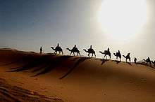 Caravane saharienne au sud du Maroc.