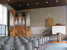 Ordonnance intérieure du temple calviniste De Hoeksteen à Veenendaal (Pays-Bas).