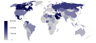 Réserves mondiales de pétrole en 2010.