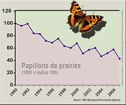 Effondrement des populations de papillons de prairie en Europe.