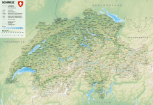 Carte topographique et hydrographique de la Suisse.