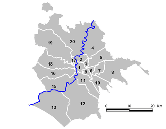 Les 19 Municipi de Rome depuis 1992