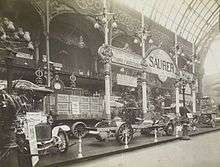 Stand Saurer, au Salon des véhicules industriels de décembre 1908.