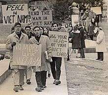 Etudiants américains manifestants contre la guerre du Viêt Nam