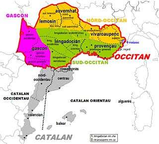 Classification des dialectes occitans selon la synthèse de Domergue Sumien.