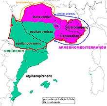 Classification supradialectale de l'occitan selon D. Sumien