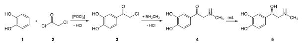 Synthèse de l'adrénaline à partir du catéchol