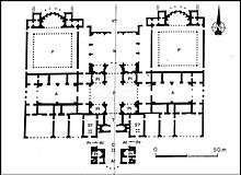 Plan restitué des thermes de Néron à Rome, Italie.