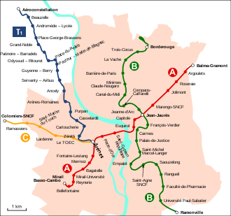 Carte du maillage en transports publics.