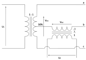 Diagramme des transformateurs de Scott.