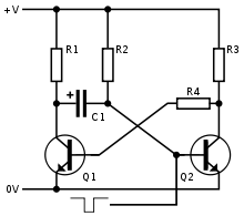 Exemple de schéma de multivibrateur monostable