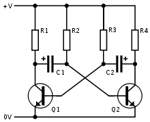 Exemple de schéma de multivibrateur astable