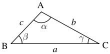 Notations usuelles pour un triangle ABC.