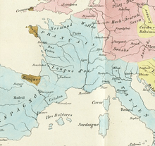 Carte des langues d'Europe selon le marquis d’Argenson (1859).