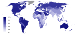 Carte de l'urbanisation par pays en 2006