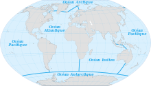 Limites des 5 océans.