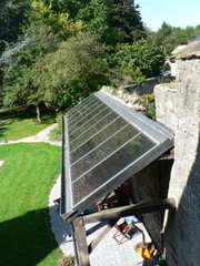 Capteur de chauffage solaire, toit de terrasse.