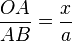 \frac{OA}{AB}=\frac xa