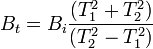  B_t= B_i\frac{ (T_1^2+ T_2^2)}{(T_2^2- T_1^2 )} 