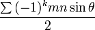 \frac { \sum { ( -1 ) ^ { k } m n \sin { \theta } } } { 2 }