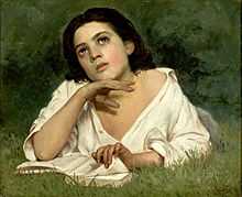 思想中。若塞·费尔拉兹·德·阿尔梅达·茹尼奥尔所画的「书和一个女孩」。