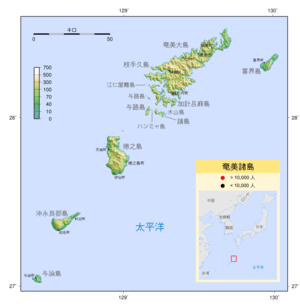 冲永良部岛在奄美群岛的位置