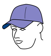棒球帽、又称太阳帽。帽舌向前，为脸部遮盖阳光。