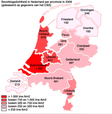荷兰人口密度示意图(2006)