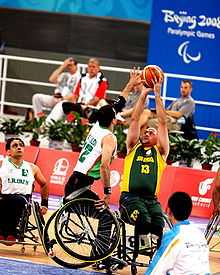 2008年夏季残奥会轮椅篮球比赛中，南非和伊朗的比赛