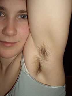 A woman's unshaven underarm......and one that has been shaved