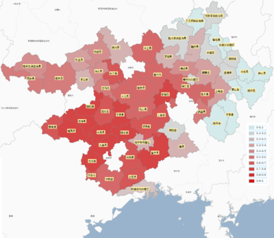 广西壮族自治区大部分市县壮族分布图